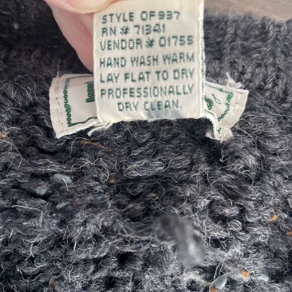 Vtg LL Bean Wool Fisherman Cardigan Sweater Women’s Large Grey Knit Ireland - Picture 5 of 10